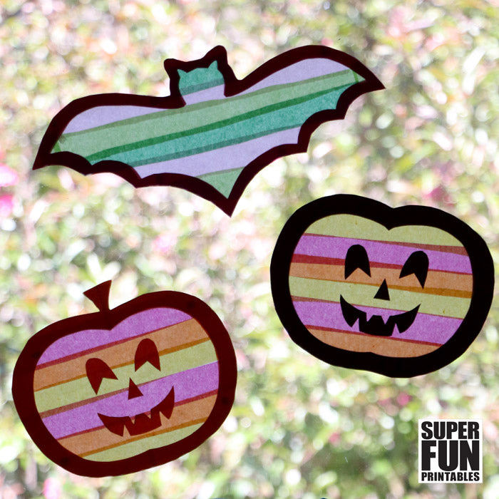 Pumpkin and Bat sun catchers for Halloween