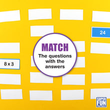 Times table memory match cards