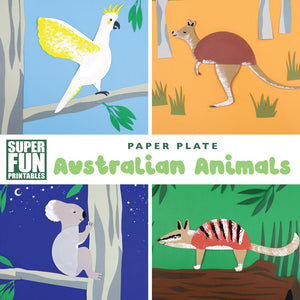 paper plate Australian animals