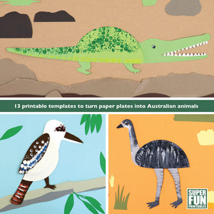 paper plate Australian animals