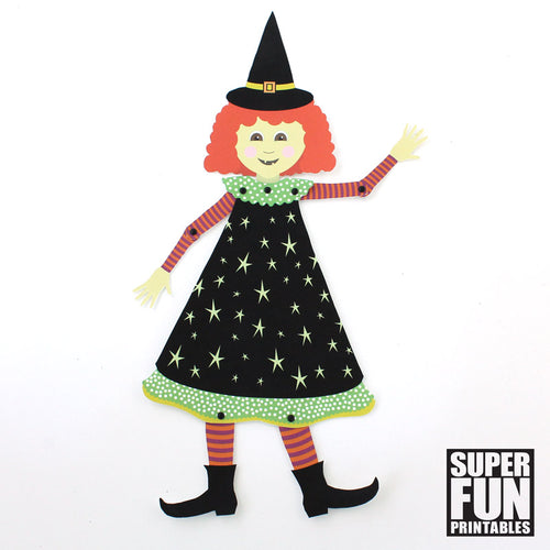 Paper Witch with moving arms and legs