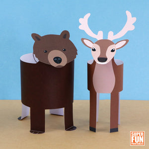 woodland animals paper play set